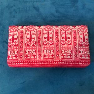 Pink Embroidered Clutch